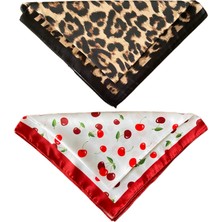 Aida Jewelss 2 Li Saten Bandana  Seti Saten Fular Saten Çanta Aksesuarı Özel Desen Bandana 45X50 cm