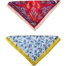 Aida Jewelss 2 Li %100 Pamuklu Bandana Seti Özel Desen Bandana Fular Çanta Aksesuarı Bandana 45x50 Cm
