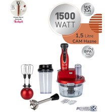 Powelix 1500W Dilimleyici ve Rende 4 Bıçaklı *1,5 Litre Cam Hazneli Blender & Mutfak Robotu