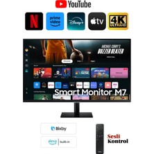 Samsung 32 İnç 4K UHD Smart TV LED Monitör Wi-Fi Bluetooth Çok Renkli HDR Desteği, Yüksek Çözünürlük Smart Monitör Wi-Fi Bluetooth PC Gerektirmeyen