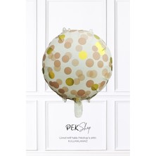 Konfeti Baskılı Yuvarlak Folyo Balon Kahve 18INÇ