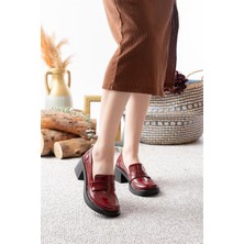 Kadın Bordo Rugan 6 cm Topuklu Lofer Ayakkabı