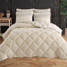 King Size (Battal Boy) Striped Jakarlı Wellsoft Yorgan + 2 Volanlı Yastık Kılıfı