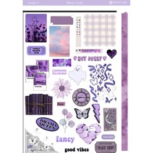 1 Sayfa Mor Renk Temalı 12*17 cm Sticker /scrapbook, Bullet Journal, Planlayıcı, Defter Için