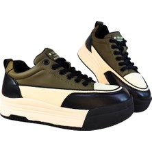Guja Kadın Deri Sneaker Çift Renkli Bağcık Kapamalı Yüksek Taban Günlük Ayakkabı