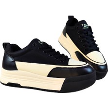 Guja Kadın Deri Sneaker Çift Renkli Bağcık Kapamalı Yüksek Taban Günlük Ayakkabı