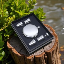 Paslanmaz Çelik Yuvarlak Matara Seti (4'lü Shot Bardaklı) Vip