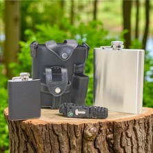 Outdoor Matara Seti -4'lü Kamp Seti Deri Kılıf Deri Kaplama Mini Matara Bileklik Büyük Matara