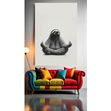 Özkacar Group Meditasyon Yapan Tembel Hayvan Ev Duvar Salon Güzellik Salonu Ofis Dükkan Dekarasyon Kanvas Tablo