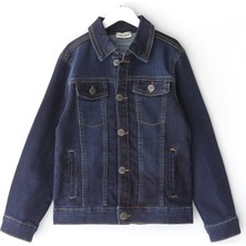 Cepli Erkek Çocuk Denim Ceket Lacivert Renk Çocuk Montu 5-13 Yaş 001-0002106