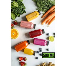 10 Adet 500 ml Smoothie Detoks Şişesi Şeffaf Plastik Sızdırmaz Kapak Köşeli Meyve Suyu Şişesi