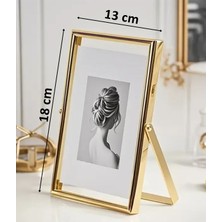 13X18 cm Gold Metal Çerçeve! Şık Dekoratif Fotoğraf Çerçevesi! Ayaklı Çift Camlı Çerçeve