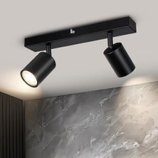 Riolight Modern Siyah Salon,mutfak,giyinme Odası,cafeler2 Için Gün Işiğı Metal 2li Spot(Ampul Dahil)