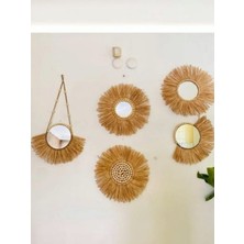 5li Boncuklu Aynalı Rafya Duvar Süsü