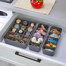 Almital Mobilya Aksesuarlari ORGASET 3'lü Düzenleyici Antrasit,  mutfak, banyo, ofis, yatak odası, makyaj masası organizer set