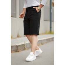 Erkek Beli Bağcıklı ve Düğmeli Bezayağı Kumaş Şort