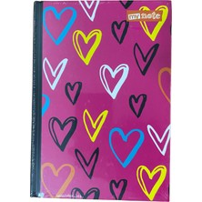 Mynote Neon Sert Kapak Defter 14X20 96YP Çizgili - Pembe - Kalp
