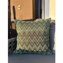 Zigzag Desenli Yeşil Renk Zigzag Desenli Kırlent Kılıfı