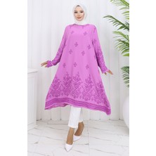 Desenli Tunik 1012-07 Gül Kurusu