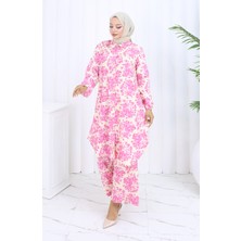 Sefa Merve Desenli Tunik Pantolon Ikili Takım 0126-04 Pembe