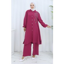 Aerobin Kumaş Tunik Pantolon Ikili Takım 2134-01 Fuşya