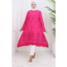Sefa Merve Desenli Tunik 1012-04 Fuşya