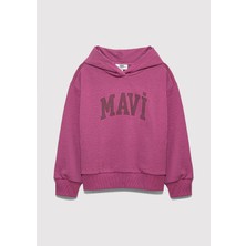 Mavi Kız Çocuk Pembe Logo Baskılı Sweatshirt Uzun Kol Rahat Kesim Mürdüm Renkli 7S10147-70651