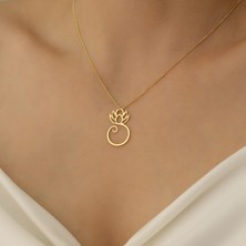 Nox Jewelry 14 Ayar Altın Kaplama Lotus Figürlü Daire Gümüş Kolye - CN00100