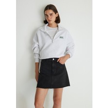 Mavi Mavi Logo Baskılı Yarı Fermuarlı Gri Sweatshirt 1S10179-85438