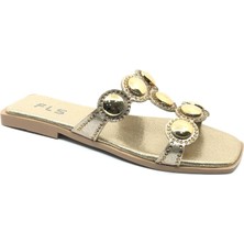 Feles Ince Taban Taş Detaylı Kadın Terlik