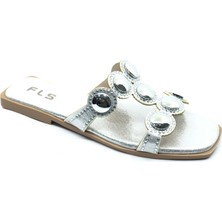 Feles Ince Taban Taş Detaylı Kadın Terlik