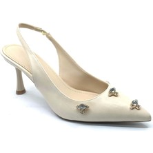 Feles Arkası Açık Taş Detaylı Stiletto Kadın Ayakkabı