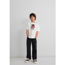 Mavi Baskılı Ekru Tişört 6610367-70057