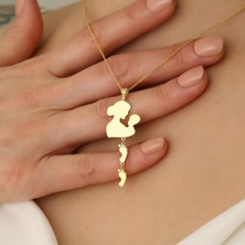 Nox Jewelry 925 Ayar Gümüş Kişiye Özel Ayak Izi Detaylı Kalp Kolye