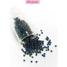 Dökme Cam Kum Boncuk (8/0) 3 mm - 60 Gram - Lacivert Yeşil - BNC210