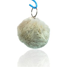 Casaba Hediyelik Peluş Ponpon Anahtarlık İpek Grisi