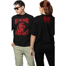 Unisex Red Hit Me Hard And Soft Ense Baskılı Tişört, Oversize Billie Eilish Temalı T-Shirt