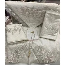 Aksu Home Kadife Seccade Takımı 6 Parça Fransız Güpürlü Bohça Seti
