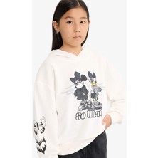 DeFacto Disney Mickey & Minnie Oversize Geniş Kalıp Kapüşonlu Sweatshirt Kız Çocuk F3433A825AU