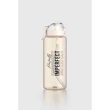 Renga Saga Loop Yazı Desenli 1000 ml Pipetli Tritan Matara 912173 Bej