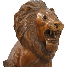 Akıllı Durak Ahşap Aslan Figürü 50 cm