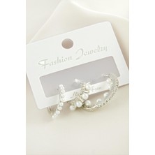 3 Adet Çivi Inci Zirkon Taşlı Küpe