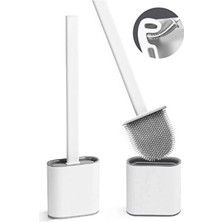 Kitchen Beauty Beyaz Renk Silikon Banyo Tuvalet Klozet Temizleme Fırçası ve Tutucu Set