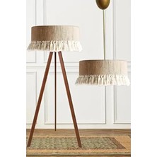 Belirtilmemiş 2’li Aydınlatma Seti 1 Lambader 1 Sarkıt Avize Doğal İp 50 Püskül Ahşap Üç Ayaklı Tasarım