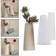 Getshopmini Epoksi Vazo Kalıbı Beton Taş Tozu Vazo Mumluk Kalıbı Silikon GT9606 8.9X19.9CM