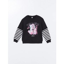 Lcw Kids Siyah Bisiklet Yaka Kız Çocuk Kalın Sweatshirt