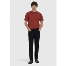 Lacivert Düz Dokuma Slim Fit Casual Pamuk Karışımlı Pantolon