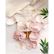 Belirtilmemiş Papatya Nakış Işlemeli Fisto Detaylı Unisex Yenidoğan 5li Hastane Çıkış Seti Çiçekli Tema