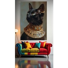 Özkacar Group Majesteleri Kedi V1 Ev Duvar Salon Güzellik Salonu Ofis Dükkan Dekarasyon Kanvas Tablo