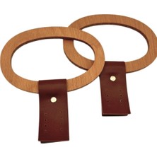 Angel Çanta Aksesuar Oval Derili  Ahşap Çanta Sapı Açık Renk